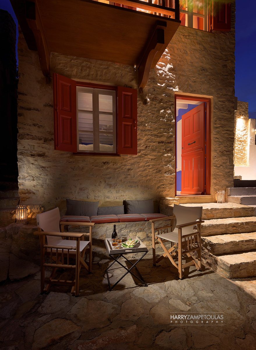Exterior-Night-1-879x1200 Platanos Cottage, Traditional House in Symi - Photography Harry Zampetoulas 
