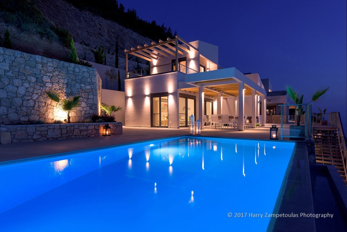 Exterior-NIght-3-1200x801 Villa Oceanos - Kathisma Bay, Lefkada -  Φωτογράφιση Χάρης Ζαμπετούλας 