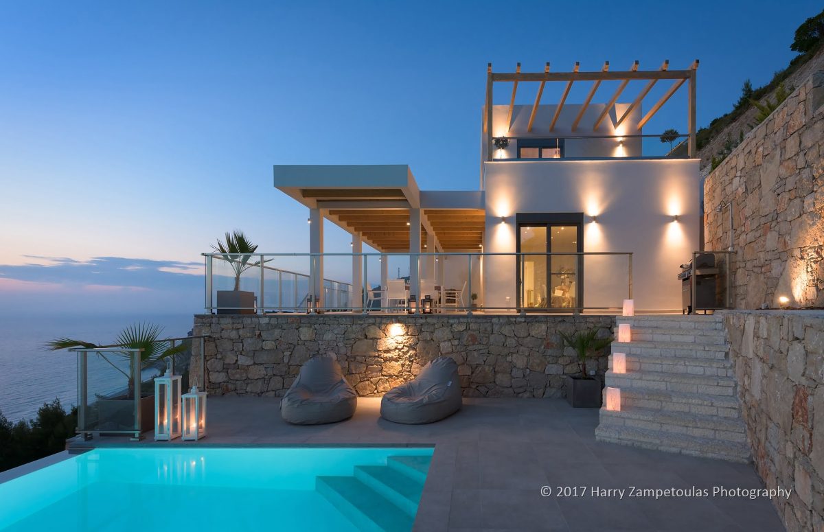 Exterior-Night-2-1200x775 Villa Helios - Kathisma Bay, Lefkada -  Professional Property  Photography Harry Zampetoulas 