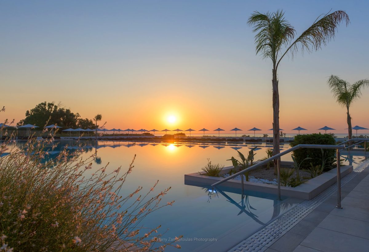 MainPool-Sunrise-3-1200x818 Gennadi Grand Resort, Rhodes - Hotel Photography by Harry Zampetoulas 