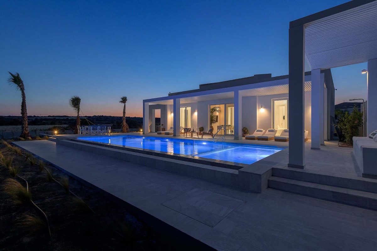 Exterior-Night-1-1200x800 Seashore Villa, Lachania - Harry Zampetoulas Photography 