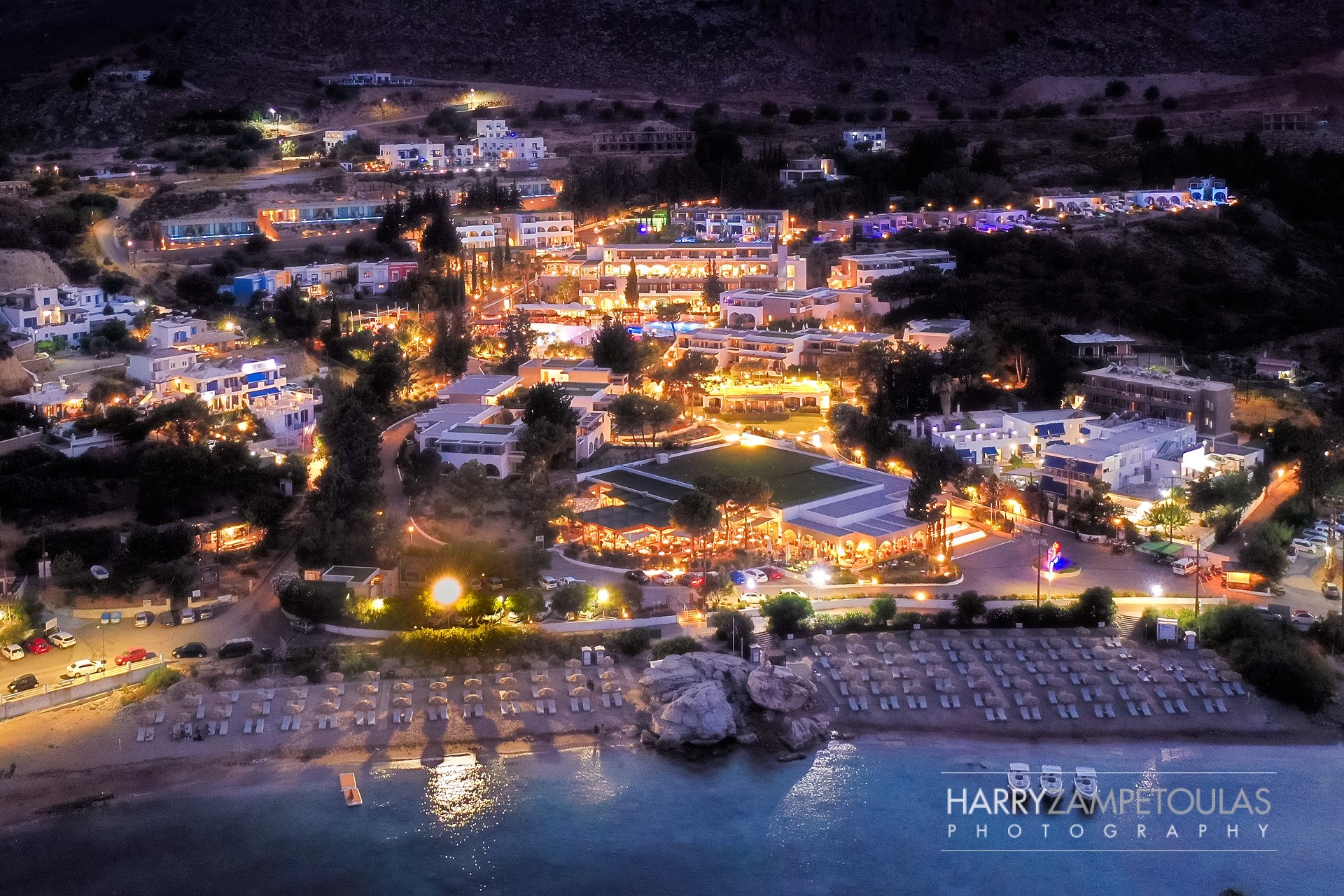 Aerial-Exterial-Night-1 Porto Angeli Resort Hotel 