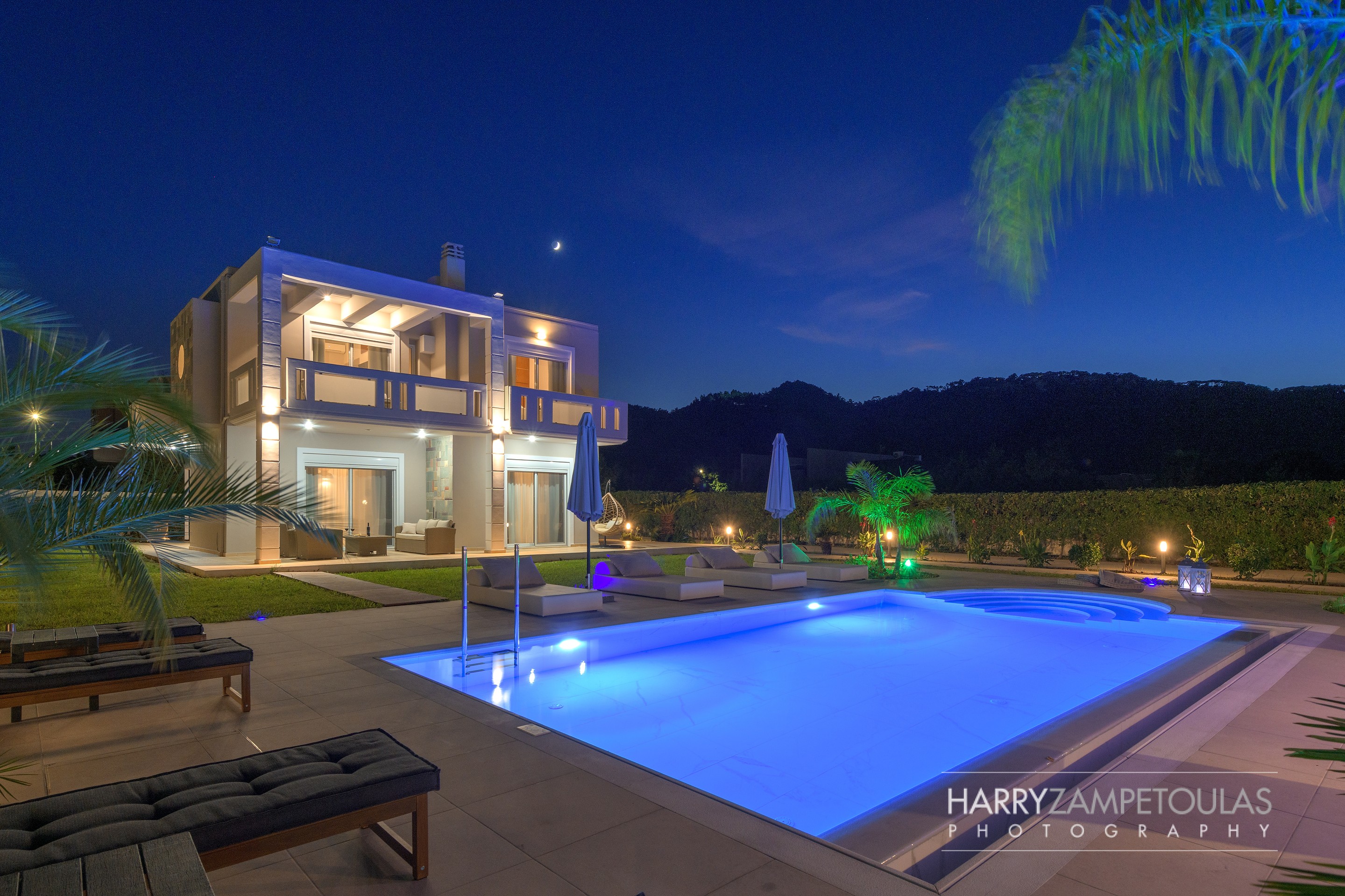 Villa-Telchinis_Night-PoolArea-1 Villa-Telchinis, Filerimo, Ialysos - Villa Photography 