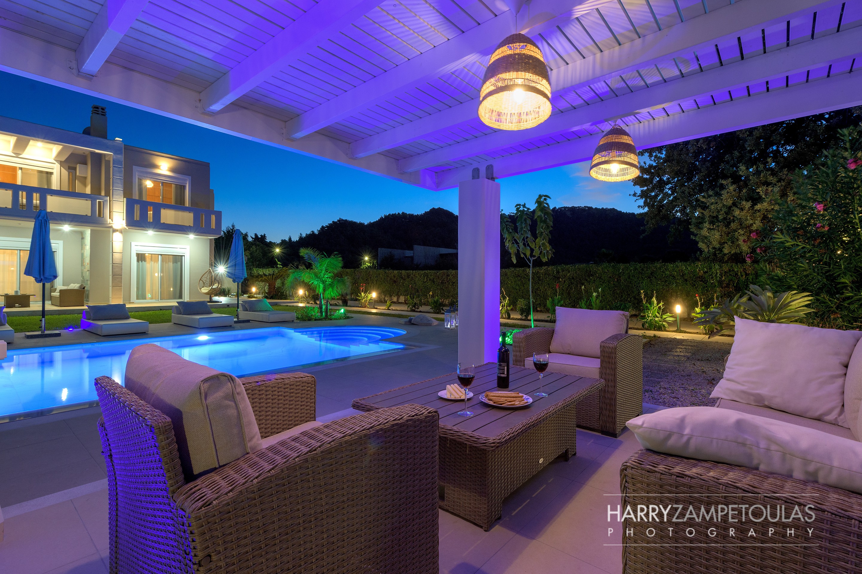 Villa-Telchinis_Night-PoolArea-2 Villa-Telchinis, Filerimo, Ialysos - Villa Photography 