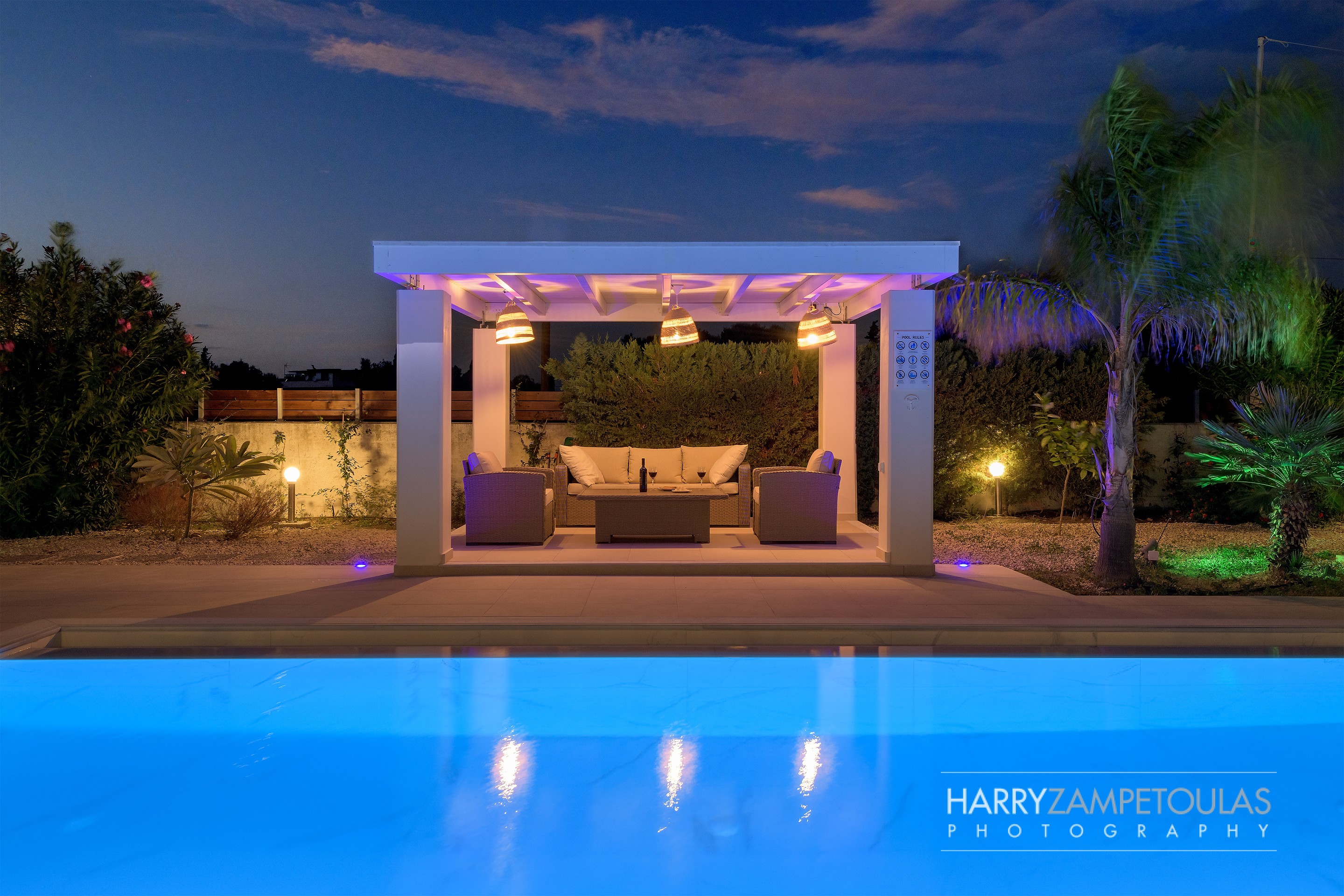 Villa-Telchinis_Night-PoolArea-3 Villa-Telchinis, Filerimo, Ialysos - Villa Photography 